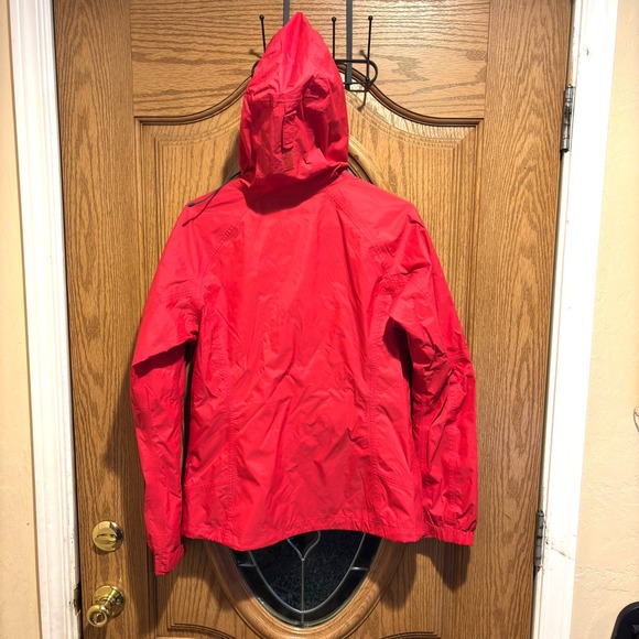 Columbia Womens Red Full Zip Hooded Rain‎ Jacket Lightweight Size M - Picture 2 of 9